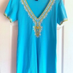 W's Moda Intl. Size M Aqua/Sequin Dress/Tunic